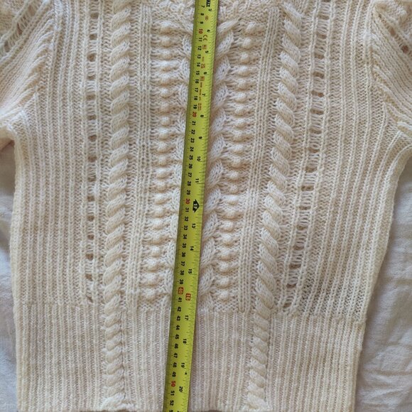 CLUB MONACO Bahram Cream Cable Knit Wool Blend Longsleeve Sweater. Size Medium. - Picture 15 of 16